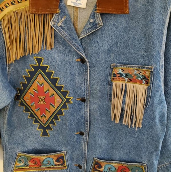 Vintage Western Art Print Casual Denim Jacket main image 0
